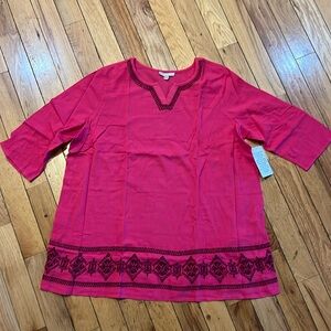 Woman Within blouse sz Large fuchsia pink tunic top new